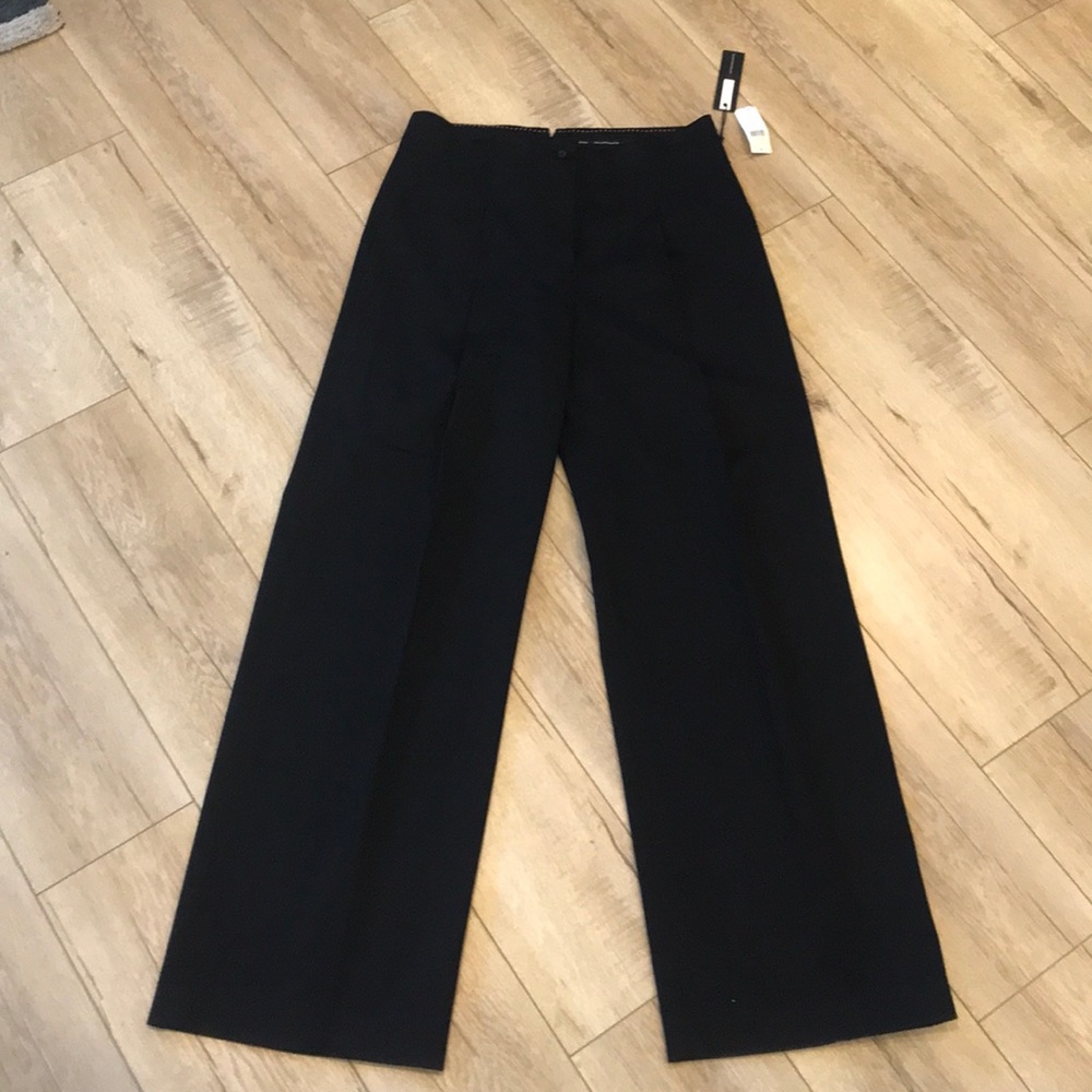 Wide leg high waisted black trousers